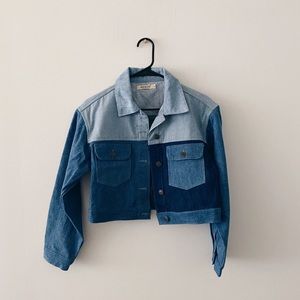 Vintage colorblock cropped jean jacket